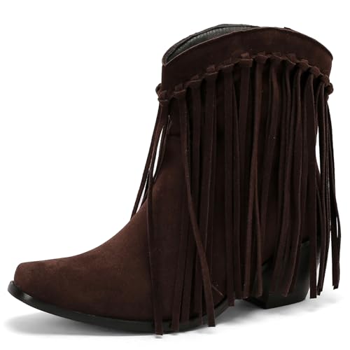 Asterisco Damen Stiefeletten Block Mitte Absatz Ohne Verschluss Pointed Toe 240887 Braun Gr 40.5 EU/42Cn von Asterisco