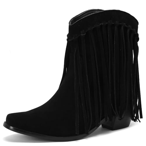 Asterisco Damen Stiefeletten Block Mitte Absatz Ohne Verschluss Pointed Toe 240887 Schwarz Gr 41 EU/43Cn von Asterisco