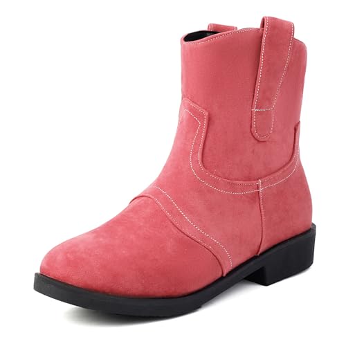 Asterisco Damen Stiefeletten Block Mitte Absatz Ohne Verschluss Runde Zehen 240878 Pink Gr 41 EU/43Cn von Asterisco