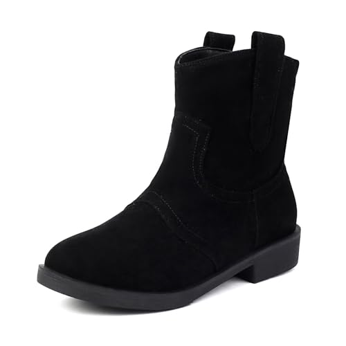 Asterisco Damen Stiefeletten Block Mitte Absatz Ohne Verschluss Runde Zehen 240878 Schwarz Gr 40.5 EU/42Cn von Asterisco