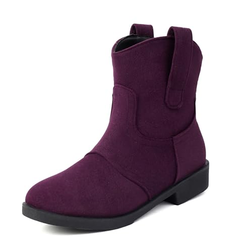 Asterisco Damen Stiefeletten Block Mitte Absatz Ohne Verschluss Runde Zehen 240878 Violett Gr 38 EU/39Cn von Asterisco