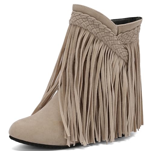 Asterisco Damen Stiefeletten Flach Ohne Verschluss Runde Zehen 240884 Beige Gr 46 EU/48Cn von Asterisco