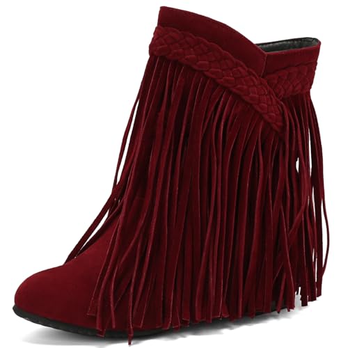 Asterisco Damen Stiefeletten Flach Ohne Verschluss Runde Zehen 240884 Rot Gr 35 EU von Asterisco