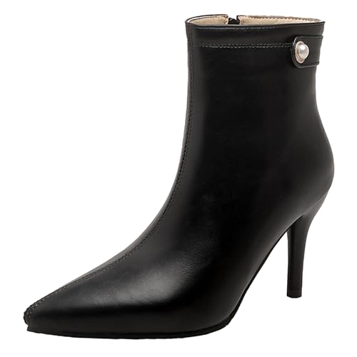 Asterisco Damen Stiefeletten Hohen Trichterabsatz Reißverschluss Pointed Toe 240961 Schwarz Gr 39 EU/40Cn von Asterisco