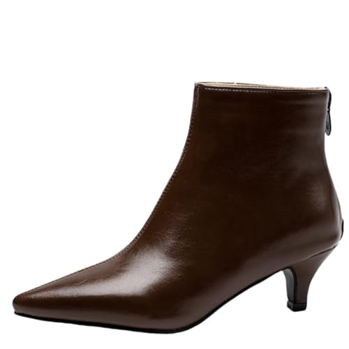 Asterisco Damen Stiefeletten Mid Trichterabsatz Reißverschluss Pointed Toe 240936 Braun Gr 39 EU/40Cn von Asterisco