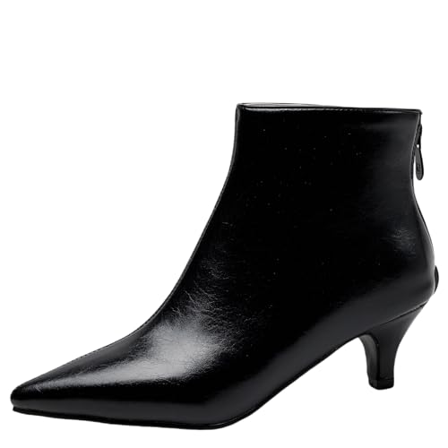 Asterisco Damen Stiefeletten Mid Trichterabsatz Reißverschluss Pointed Toe 240936 Schwarz Gr 43 EU/45Cn von Asterisco