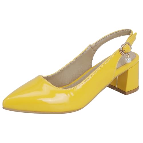 Asterisco Damensandalen Block Mitte Absatz Backstrap 240264 Kleid Sandales Gelb Gr 41 EU/43Cn von Asterisco