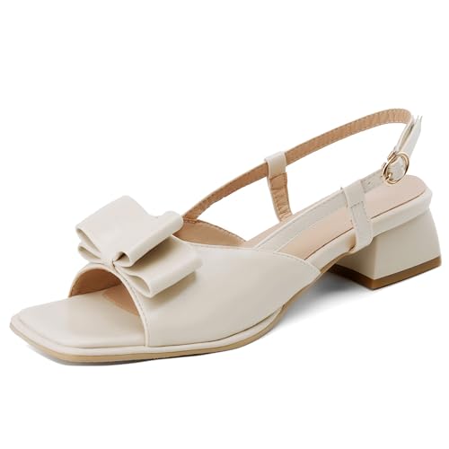 Asterisco Damensandalen Block Mitte Absatz Backstrap 240391 Abendschuhe Beige-Weiß Gr 40.5 EU/42Cn von Asterisco