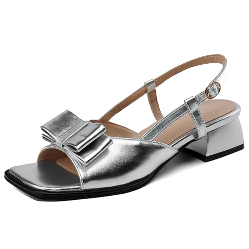 Asterisco Damensandalen Block Mitte Absatz Backstrap 240391 Abendschuhe Silber Gr 40 EU/41Cn von Asterisco