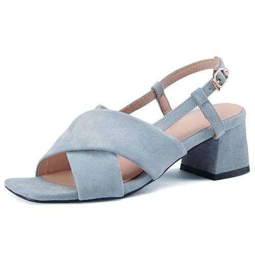 Asterisco Damensandalen Block Mitte Absatz Backstrap 240401 Slingback Schuhe Blau Gr 38 EU/39Cn von Asterisco