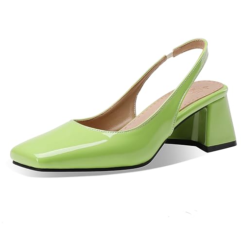 Asterisco Damensandalen Block Mitte Absatz Backstrap 240406 Slingback Schuhe Grün Gr 45 EU/47Cn von Asterisco