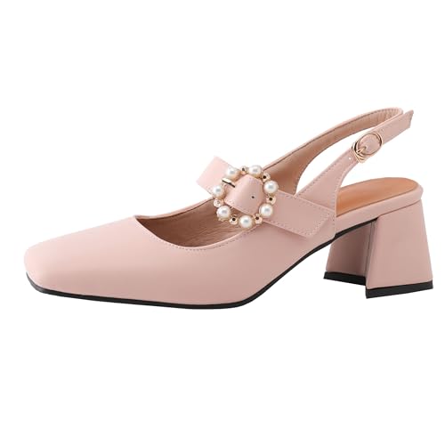 Asterisco Damensandalen Block Mitte Absatz Backstrap 240411 Slingback Schuhe Pink Gr 46 EU/48Cn von Asterisco