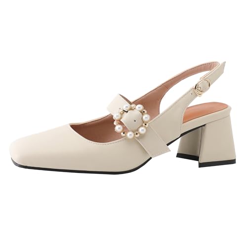 Asterisco Damensandalen Block Mitte Absatz Backstrap 240411 Slingback Schuhe Weiß Gr 36.5 EU/37Cn von Asterisco