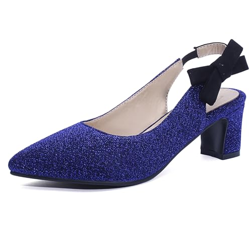 Asterisco Damensandalen Block Mitte Absatz Backstrap 240415 Slingback Schuhe Blau Gr 36.5 EU/37Cn von Asterisco