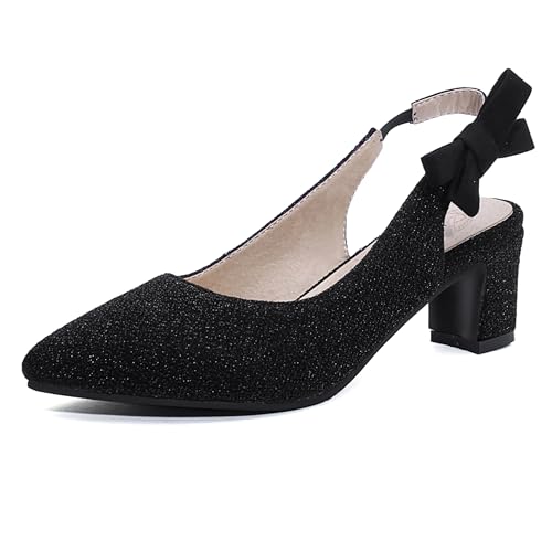 Asterisco Damensandalen Block Mitte Absatz Backstrap 240415 Slingback Schuhe Schwarz Gr 36 EU von Asterisco