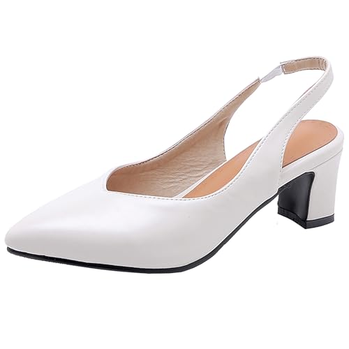 Asterisco Damensandalen Block Mitte Absatz Backstrap 240417 Slingback Schuhe Weiß Gr 41 EU/43Cn von Asterisco