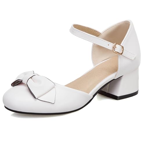 Asterisco Damensandalen Block Mitte Absatz Knöchelriemchen 240206 Kleid Sandales Weiß Gr 39 EU/40Cn von Asterisco