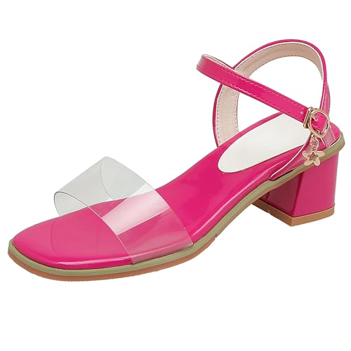 Asterisco Damensandalen Block Mitte Absatz Knöchelriemchen 240281 Abendschuhe Rose-Rot Gr 40.5 EU/42Cn von Asterisco