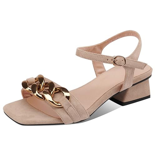 Asterisco Damensandalen Block Mitte Absatz Knöchelriemchen 240400 Sandals Aprikose Gr 37 EU/38Cn von Asterisco