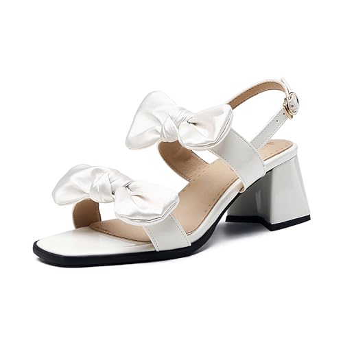 Asterisco Damensandalen Block Mitte Absatz Knöchelriemchen 240409 Abendschuhe Beige-Weiß Gr 33.5 EU/33Cn von Asterisco