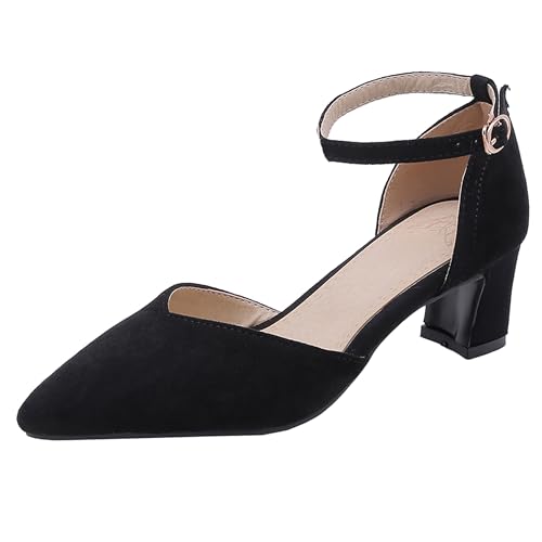 Asterisco Damensandalen Block Mitte Absatz Knöchelriemchen 240413 Kleid Sandales Schwarz Gr 38 EU/39Cn von Asterisco