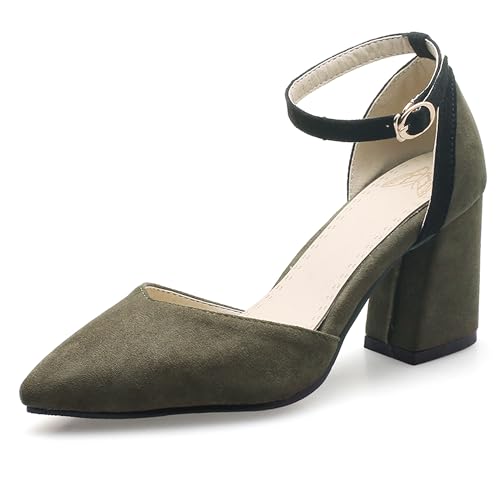 Asterisco Damensandalen Block Mitte Absatz Knöchelriemchen 240420 Kleid Sandales Grün Gr 40.5 EU/42Cn von Asterisco