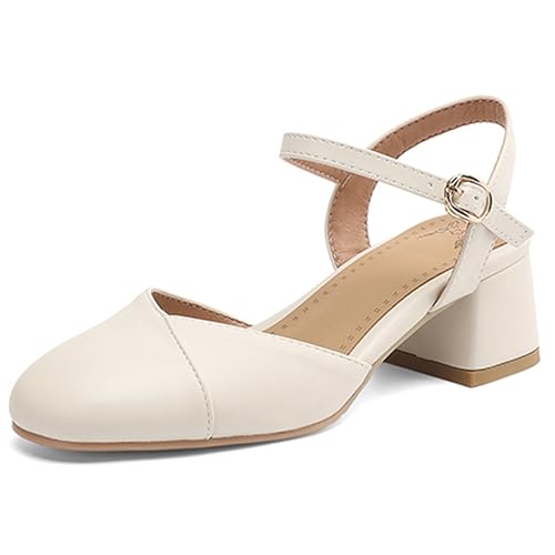 Asterisco Damensandalen Block Mitte Absatz Knöchelriemchen 240424 Kleid Sandales Beige Gr 40 EU/41Cn von Asterisco