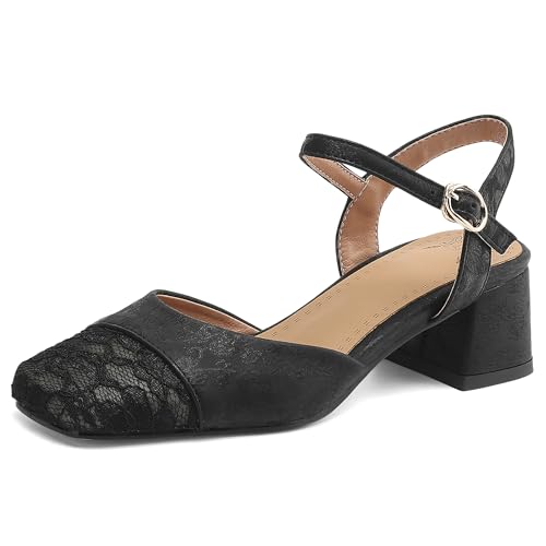 Asterisco Damensandalen Block Mitte Absatz Knöchelriemchen 240425 Kleid Sandales Schwarz Gr 40.5 EU/42Cn von Asterisco