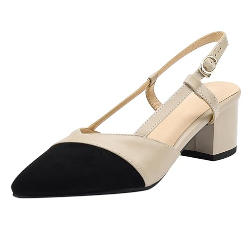 Asterisco Damensandalen Block Mitte Absatz Strapless 240396 Sandals Schwarz-Aprikose Gr 37 EU/38Cn von Asterisco