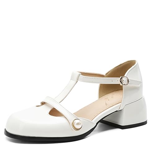 Asterisco Damensandalen Block Mitte Absatz T-Spange 240410 Abendschuhe Beige-Weiß Gr 45 EU/47Cn von Asterisco