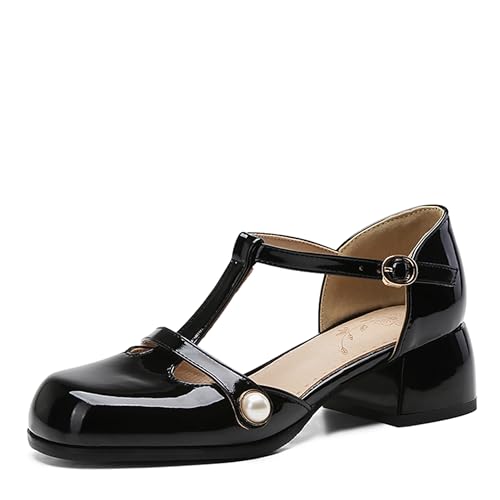 Asterisco Damensandalen Block Mitte Absatz T-Spange 240410 Abendschuhe Schwarz Gr 38 EU/39Cn von Asterisco