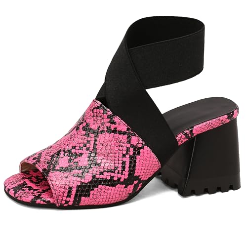 Asterisco Damensandalen Hohen Blockabsatz Knöchelriemchen 240288 Kleid Sandales Rose-Rot Gr 39 EU/40Cn von Asterisco