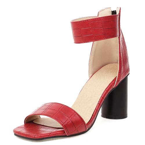 Asterisco Damensandalen Hohen Blockabsatz Knöchelriemchen 240291 Kleid Sandales Rot Gr 41 EU/43Cn von Asterisco