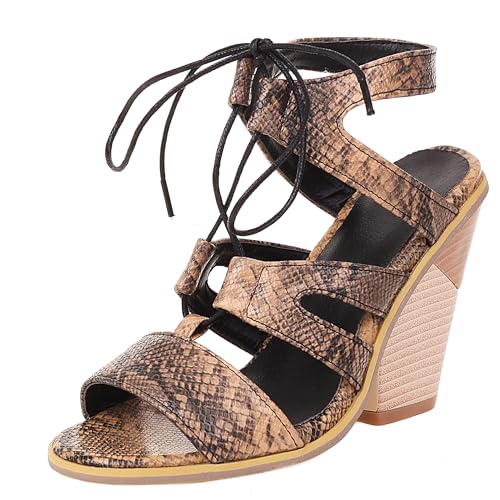 Asterisco Damensandalen Hohen Blockabsatz Knöchelriemchen 240293 Kleid Sandales Leopard-Print Gr 40.5 EU/42Cn von Asterisco