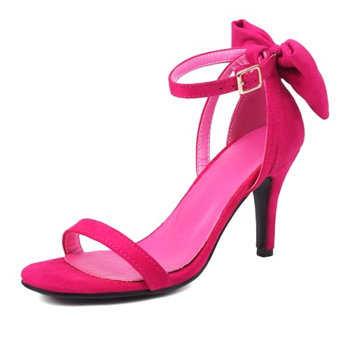Asterisco Damensandalen Hohen Trichterabsatz Knöchelriemchen 240312 Kleid Sandales Rose-Rot Gr 46 EU/48Cn von Asterisco