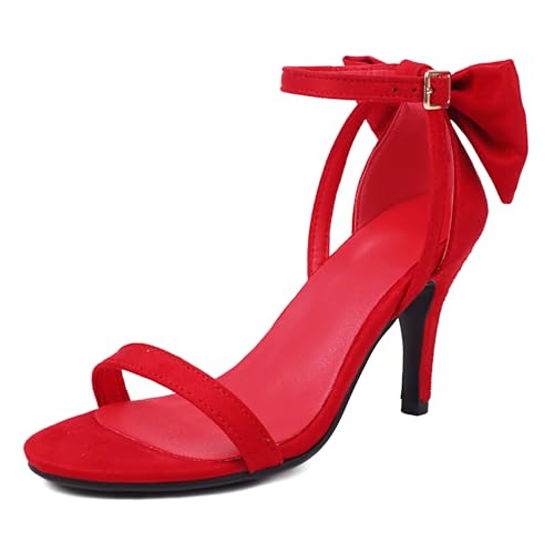 Asterisco Damensandalen Hohen Trichterabsatz Knöchelriemchen 240314 Kleid Sandales Rot Gr 36.5 EU/37Cn von Asterisco