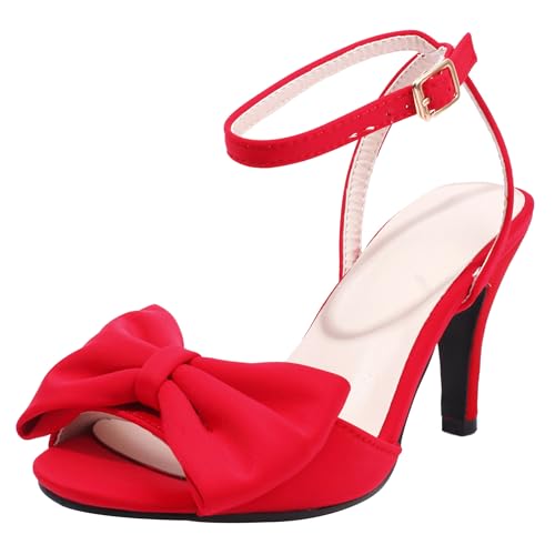 Asterisco Damensandalen Hohen Trichterabsatz Knöchelriemchen 240315 Kleid Sandales Rot Gr 36.5 EU/37Cn von Asterisco