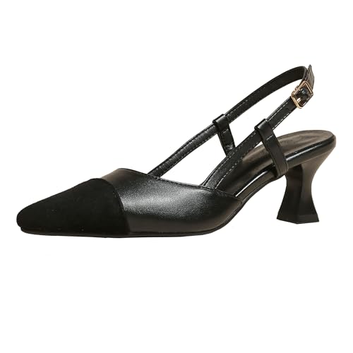 Asterisco Damensandalen Mid Trichterabsatz Backstrap 240427 Slingback Schuhe Schwarz Gr 39 EU/40Cn von Asterisco