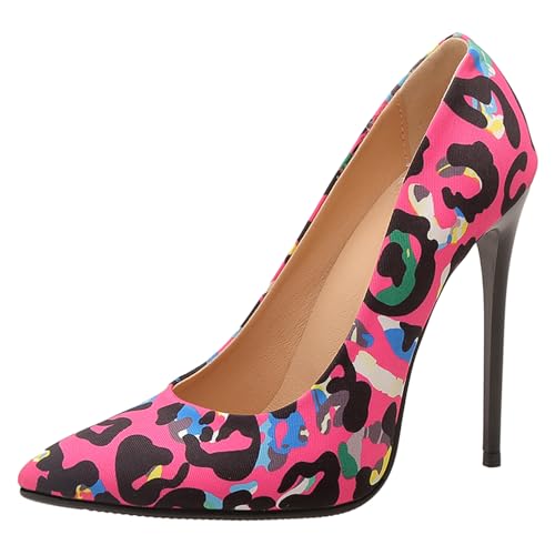 Damen Stiletto Pumps Höhe Ferse Schuhe Pointed Toe Ohne Verschluss Simple Abendschuhe, C80519Oy Mehrfarbig-Pink Gr 38 EU/39Cn von Asterisco
