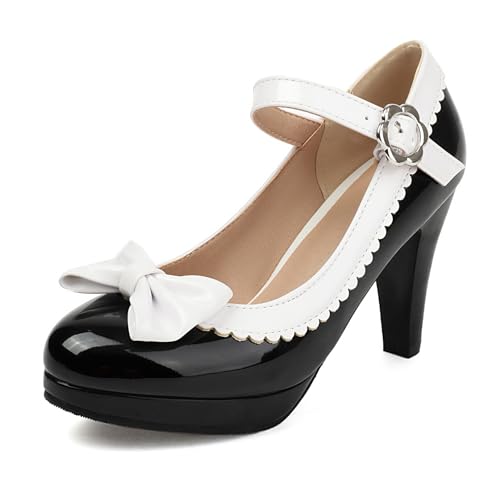 Damen Trichterabsatz Mary Jane mit Plateau Bogen Höhe Ferse Schuhe Runde Zehen Schnalle Elegant Schuhe, K21928Dh Schwarz Gr 48 EU/50Cn Damen Trichterabsatz Mary Jane mit Plateau Bogen Höhe Ferse Schuhe Runde Zehen Schnalle Elegant Schuhe, K21928Dh Schwarz Gr 48 EU/50Cn von Asterisco