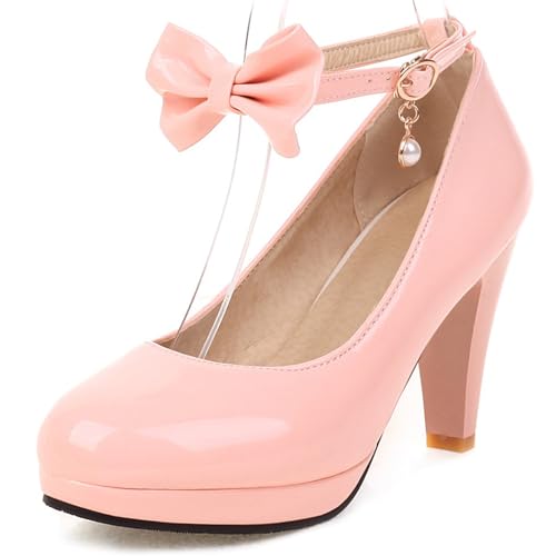 Pumps mit Damen Kegel Ferse mit Plateau Knöchelriemchen Bogen Höhe Ferse Schuhe Runde Zehen Schnalle Elegant Schuhe, E25581Cr Pink Gr 48 EU/50Cn Pumps mit Damen Kegel Ferse mit Plateau Knöchelriemchen Bogen Höhe Ferse Schuhe Runde Zehen Schnalle Elegant Schuhe, E25581Cr Pink Gr 48 EU/50Cn von Asterisco