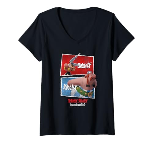Damen Asterix & Obelix Heroic Boxes T-Shirt mit V-Ausschnitt von Asterix & Obelix