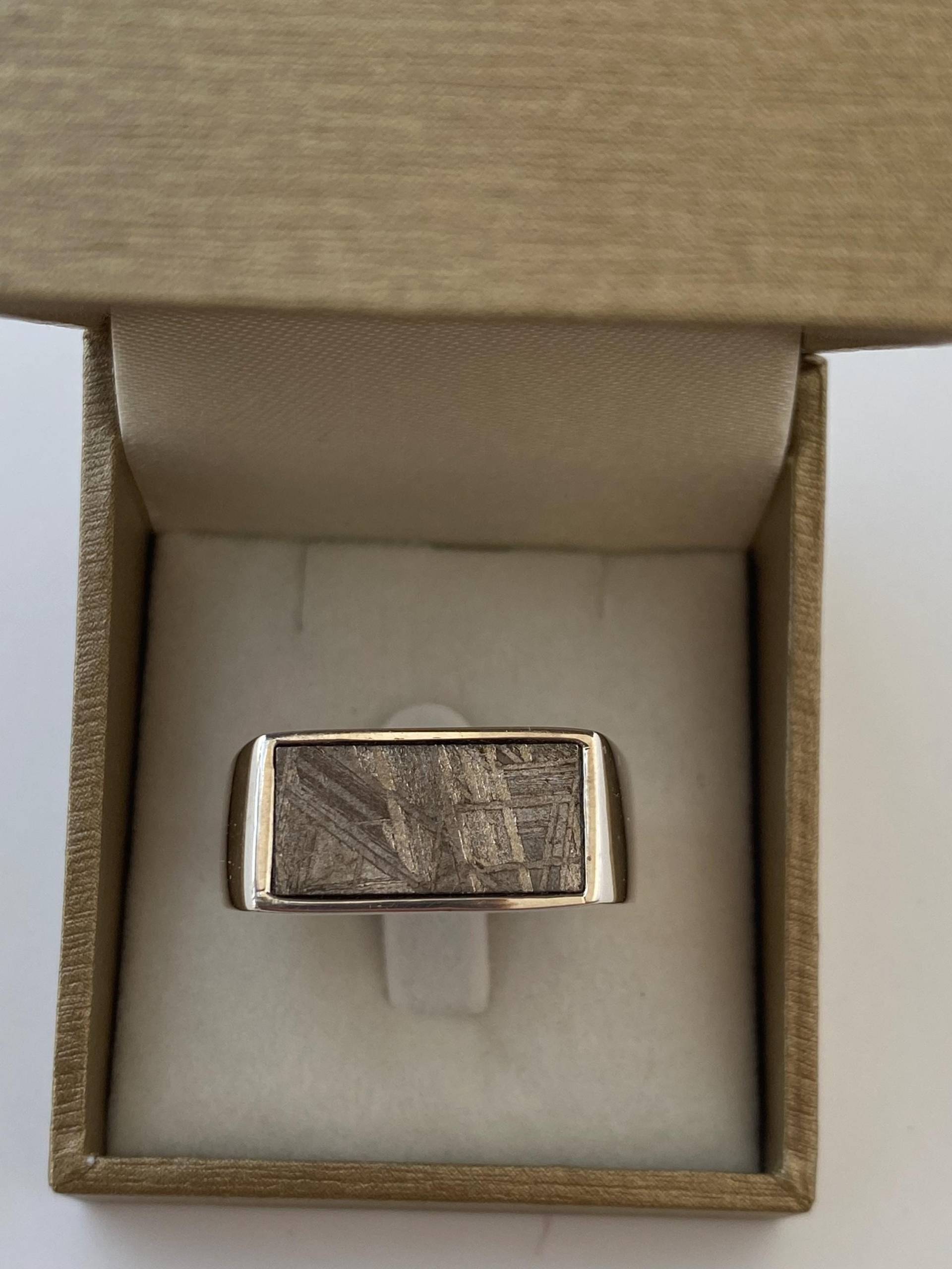 Silberring Mit Meteorit, Muonionalusta, 17.5 X 8 Mm von AsteroidWallArt