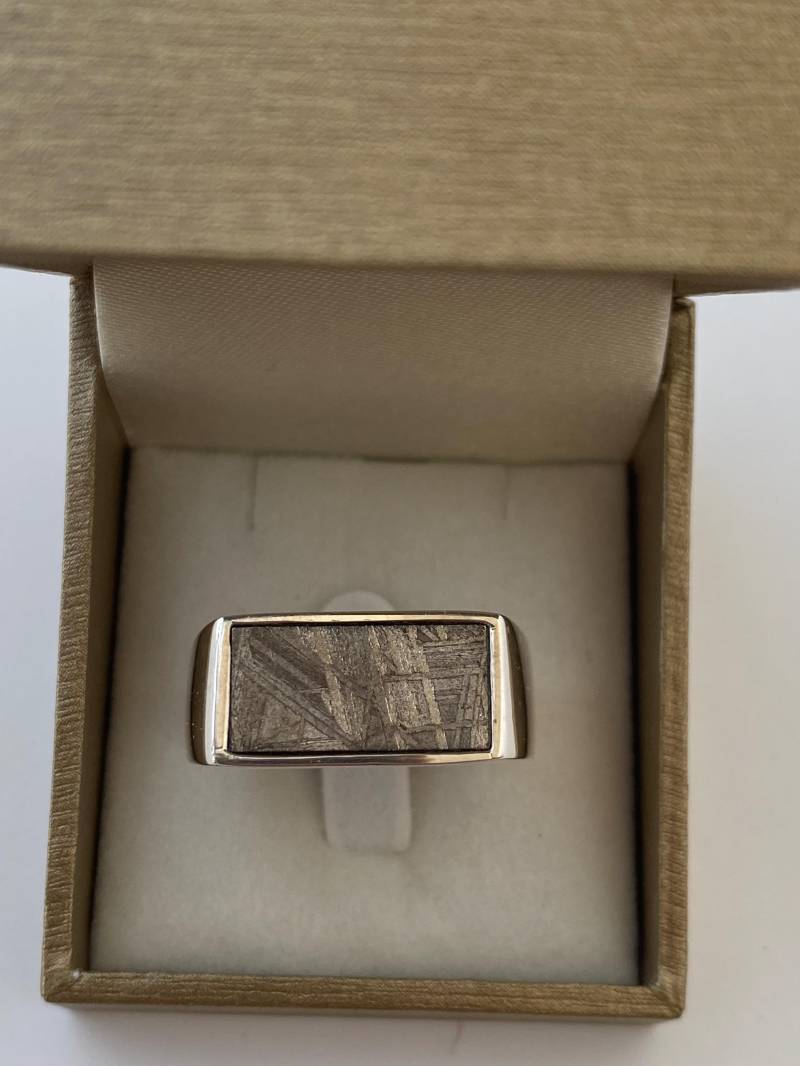 Silberring Mit Meteorit, Muonionalusta, 17.5 X 8 Mm von AsteroidWallArt