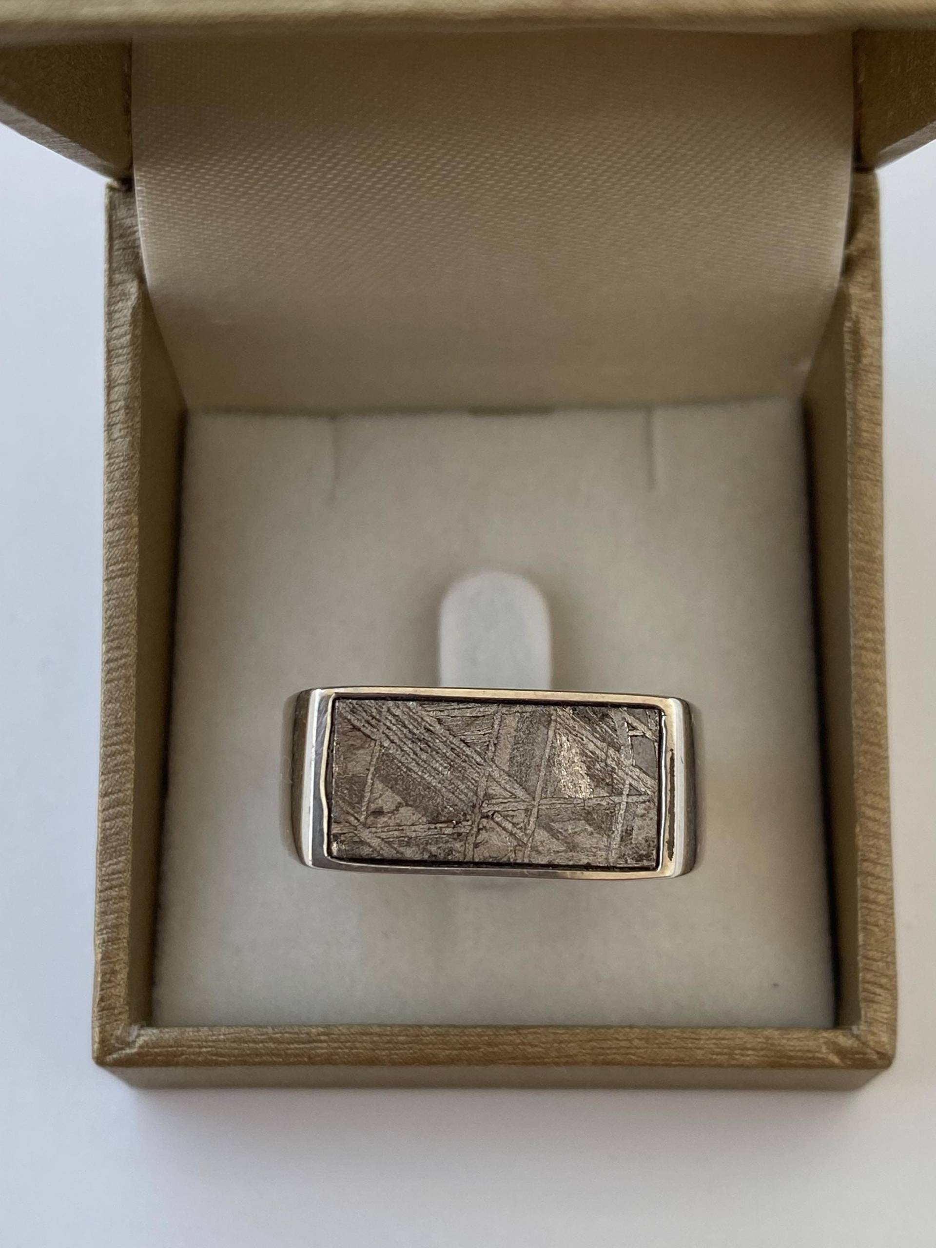 Silberring Mit Meteorit, Muonionalusta, 17.5 X 8 Mm von AsteroidWallArt