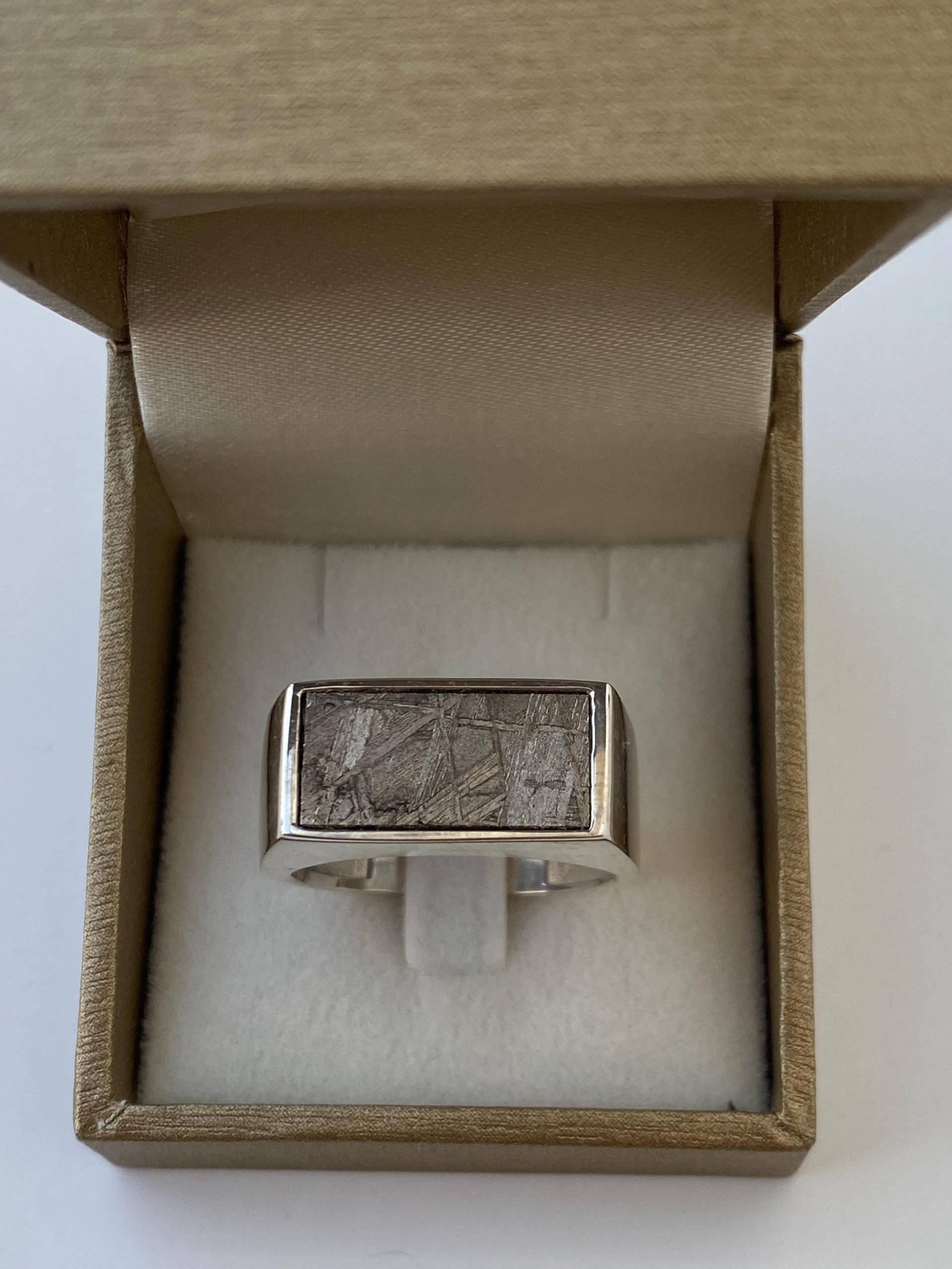 Silberring Mit Meteorit, Muonionalusta, 17.5 X 8 Mm von AsteroidWallArt