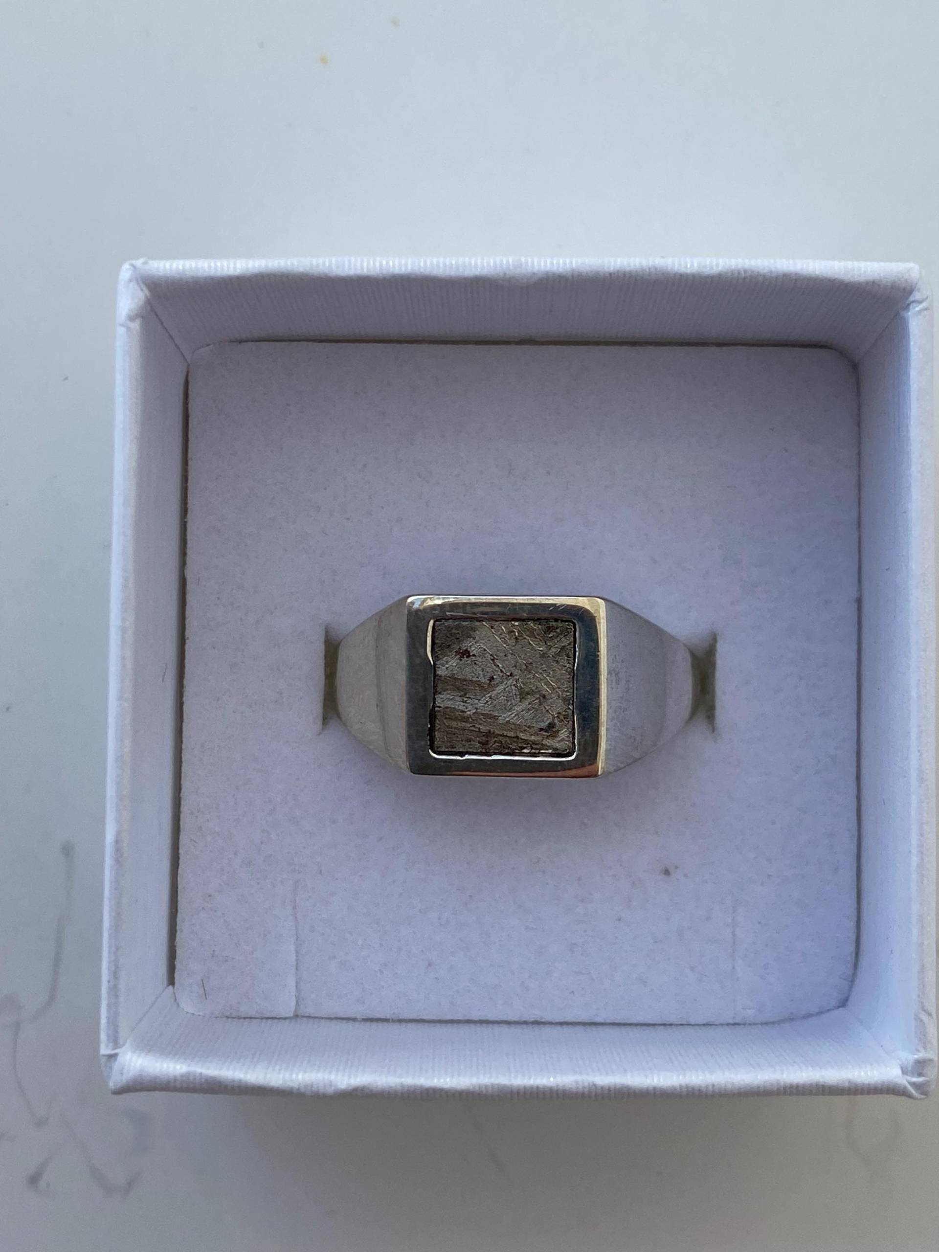 Silberring Mit Meteorit, Muonionalusta, 7, 6 X 7, 2 Mm von AsteroidWallArt