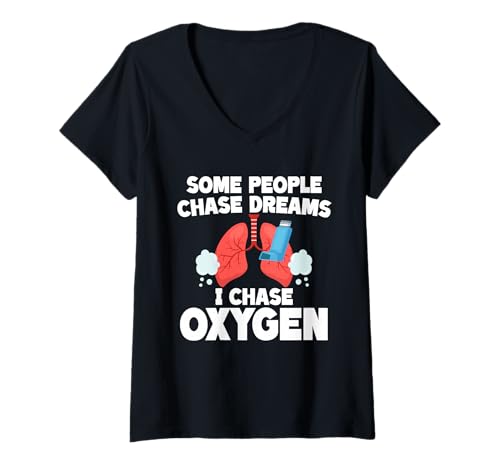 Damen Asthma Asthmatiker I Chase Oxygen T-Shirt mit V-Ausschnitt Damen Asthma Asthmatiker I Chase Oxygen T-Shirt mit V-Ausschnitt von Asthma Asthma Awareness Tag