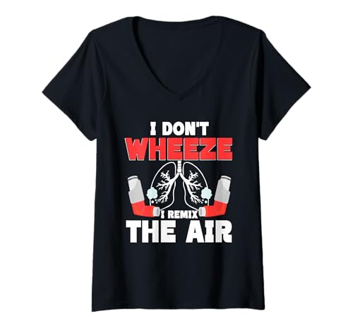 Damen Asthma Asthmatiker I Remix The Air T-Shirt mit V-Ausschnitt Damen Asthma Asthmatiker I Remix The Air T-Shirt mit V-Ausschnitt von Asthma Asthma Awareness Tag