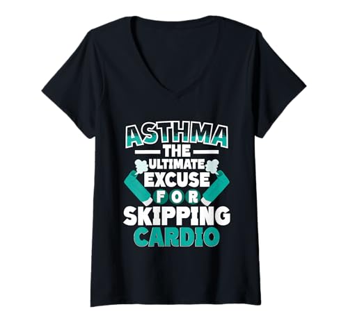 Damen Asthma Asthmatiker Skipping Cardio T-Shirt mit V-Ausschnitt Damen Asthma Asthmatiker Skipping Cardio T-Shirt mit V-Ausschnitt von Asthma Asthma Awareness Tag